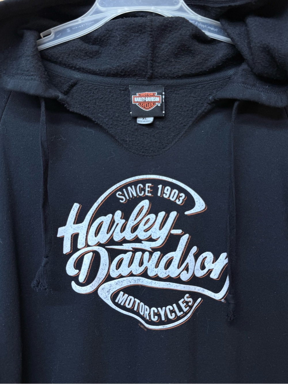 Harley-Davidson Black Hoodie with White Script Logo - Picture 2 of 4
